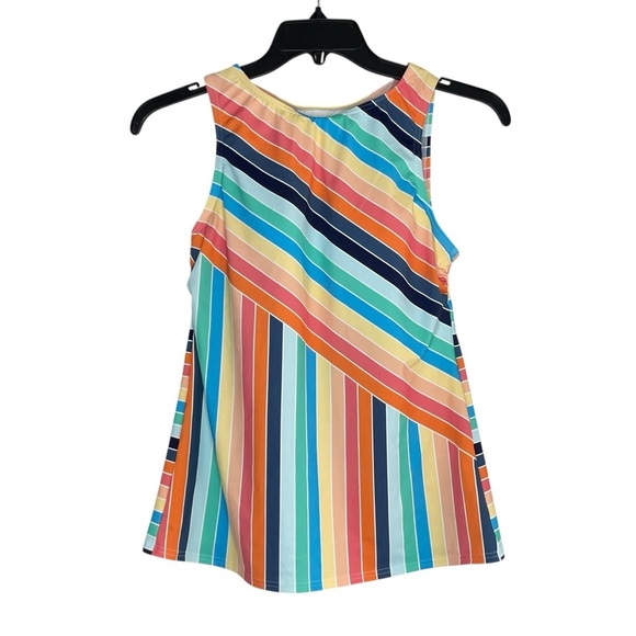 LANDS' END Pink and Blue Size 10 Chlorine Resistant High Neck Tankini Swim Top - Picture 3 of 12